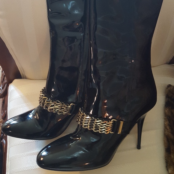 Burberry patent leather knee high boots, NEW, 38 - Picture 2 of 8